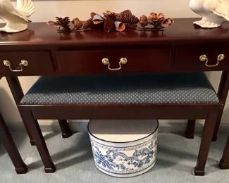 Federal Style Mahogany Console Table with Bench