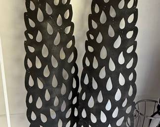 Pair of Metal Teardrop Topiary Obelisks
