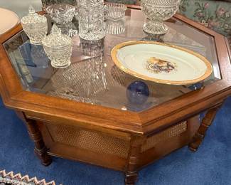 Octagonal Cane-Inset Coffee Table by Gordon's Fine Furniture Style