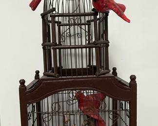 Andrea by Sadek Cardinal Figurine in Birdcage
