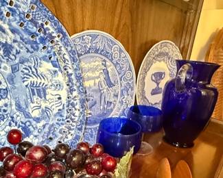 Blue and White Transferware and Cobalt Glass Collection