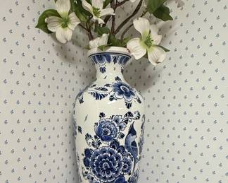 Delfts Blue Handgemaakt Floral Vase