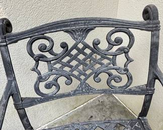Cast Aluminum Lattice Pattern Settee and Chair Set