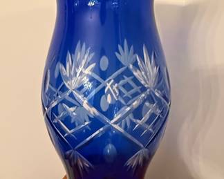 Bohemian Cobalt Cut-to-Clear Vase