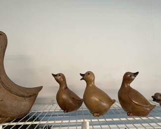 Mid-Century Style Wooden Duck Family Set