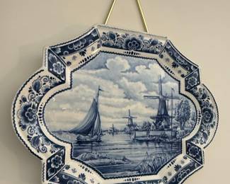Delft Blue Windmill & Floral Ceramic Set