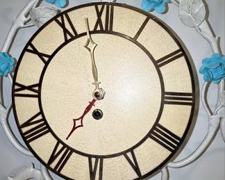 Vintage Floral Metal Wall Clock