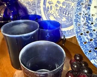 Blue and White Transferware and Cobalt Glass Collection