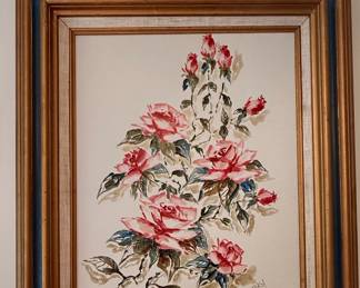 Terry Signed Floral Watercolor Painting