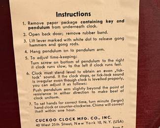 Cuckoo Clock Mfg. Co. Mantle Clock - German Movement