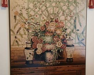 Chinoiserie Floral Garden Trellis Oil Painting