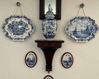 Delft Blue Windmill & Floral Ceramic Set