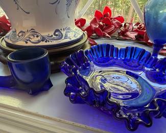 Cobalt Blue Glassware - Beehive Vases & Violin Bottles