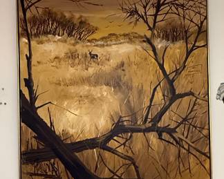 Reynolds Signed Wildlife Landscape Oil Painting