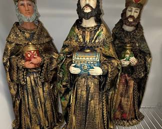 Vintage Paper Mache Three Wise Men Nativity Figures Japan