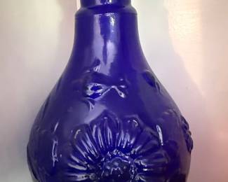 Cobalt Blue Sunflower Style Glass Table Lamp