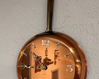 Vintage Copper Frying Pan Wall Clock
