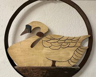 Folk Art Wood and Iron Duck Wall Decor