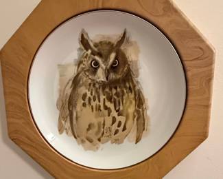 Enesco Woodland Haven Owl Plate in Octagonal Frame