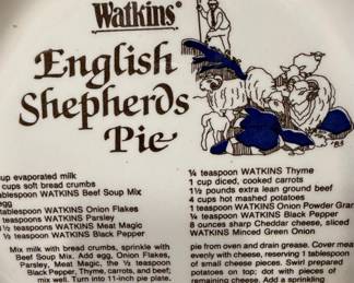 Set of 4 Watkins Recipe Pie Plates - 1983