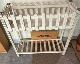 Picket Fence Style Wooden Plant Stand