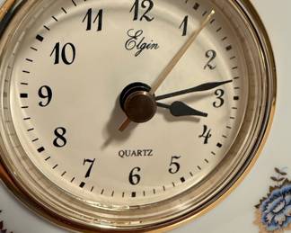 Elgin Porcelain Floral Mantel Clock