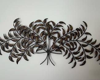 Mid-Century Style Metal Leaf Branch Wall Art