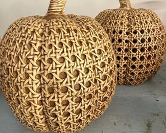 Kirkland's Cane Weave Light-Up Pumpkin Decor Set