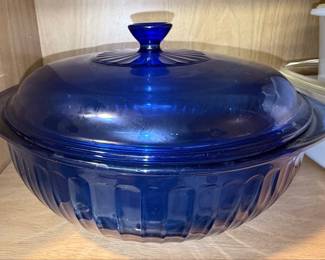 Anchor Hocking Cobalt Blue Ribbed Casserole Dish with Lid