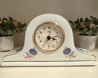 Elgin Porcelain Floral Mantel Clock