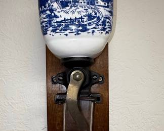 Delft Style Ceramic Wall Coffee Grinder