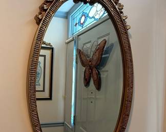 Ornate Gilt Oval Wall Mirror