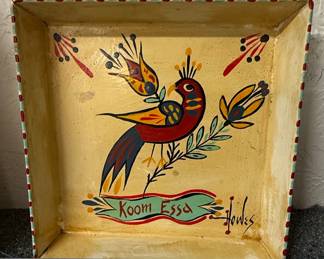 Howes Folk Art Painted Wooden Tray