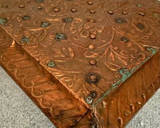 Embossed Copper Pooja Chowki Table