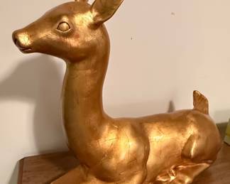 Gilt Reclining Deer Figurine - Vintage Style