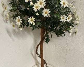 Neoclassical Style Faux Daisy Topiary Urn