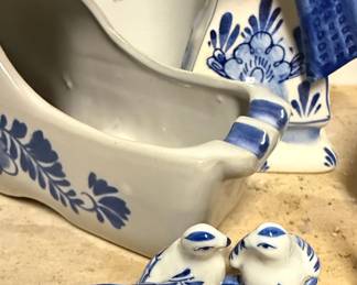 Delft Blue Style Ceramic Clog and Figurine Collection