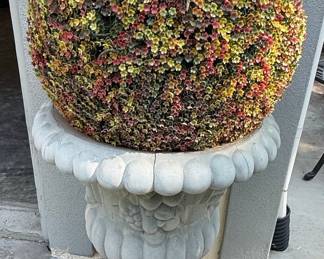 Cast Stone Urn Planter with Artificial Topiary Spheres