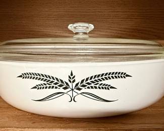 Anchor Hocking Black Wheat Sheaf Casserole Dish