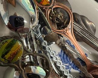 Delft Style Windmill Wall Pockets & Souvenir Spoon Lot