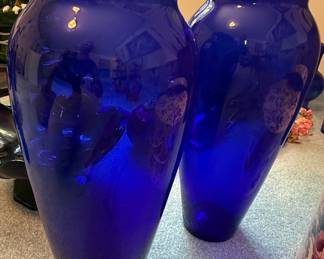 Cobalt Blue Glassware - Beehive Vases & Violin Bottles