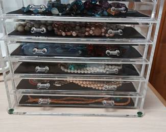 Vintage Costume Jewelry Assortment with Boxes and Clutch