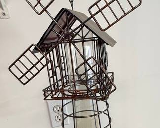Rustic Metal Windmill Bird Feeder