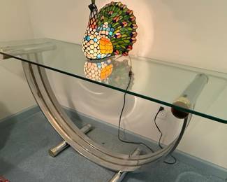 Romeo Rega Style Chrome and Brass Console Table