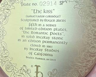 Incolay Stone Romantic Poets Collector Plates