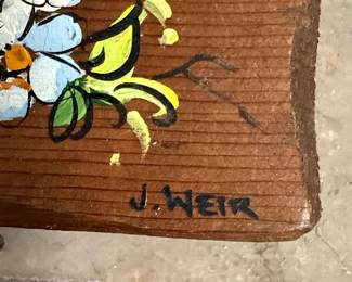 J. Weir Hand-Painted Wood Plaques - Birds & Strawberries