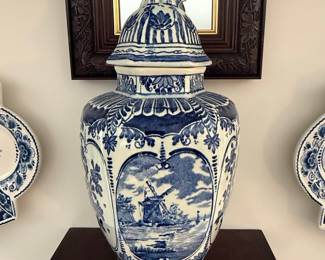 Delft Blue Windmill & Floral Ceramic Set