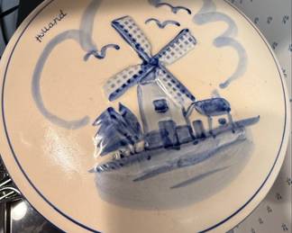 Delft Blue Hand Painted Windmill Relief Biscuit Jar