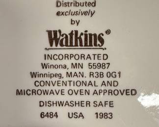 Set of 3 Watkins 1983 Recipe Pie Plates