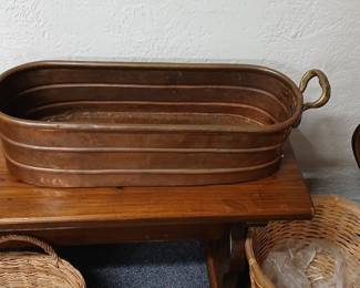 Vintage Brass Spittoons and Copper Basin